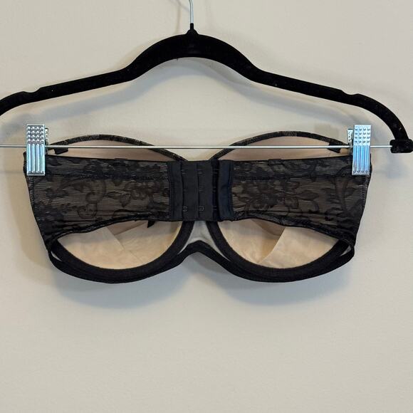 Natori Calais Strapless Bra Womens 32DDD Black Lace Mesh Underwired Convertible - Picture 4 of 8